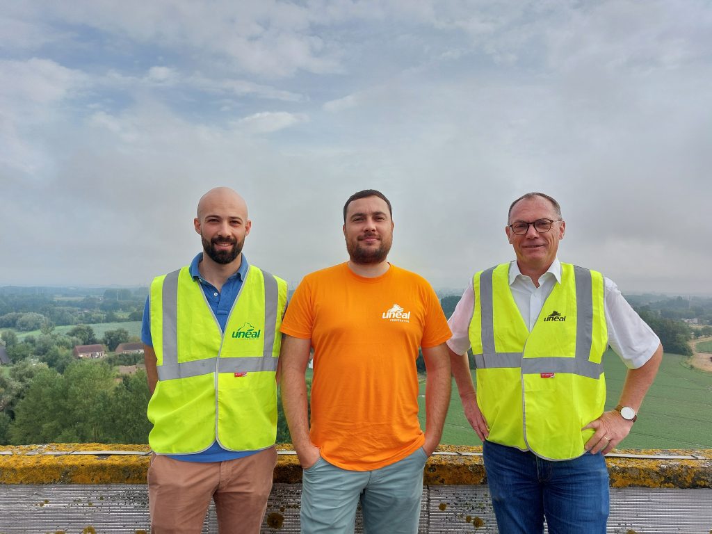 De gauche à droite : Baptiste Beuvière, expert céréales ; Maxime Thuillier, directeur céréales et Éric Bodart, directeur de la région Haupalys pour Unéal. © E. P.