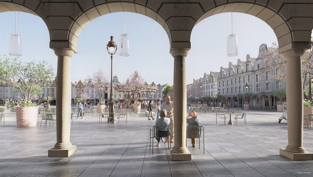 La Grand'Place, un lieu de promenade adapté aux piétons. Image non contractuelle. ©Ville d'Arras